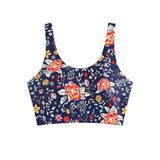Top De Biquíni Zaful Front Knot Crop Tanquíni Acolchoado Azul Floral