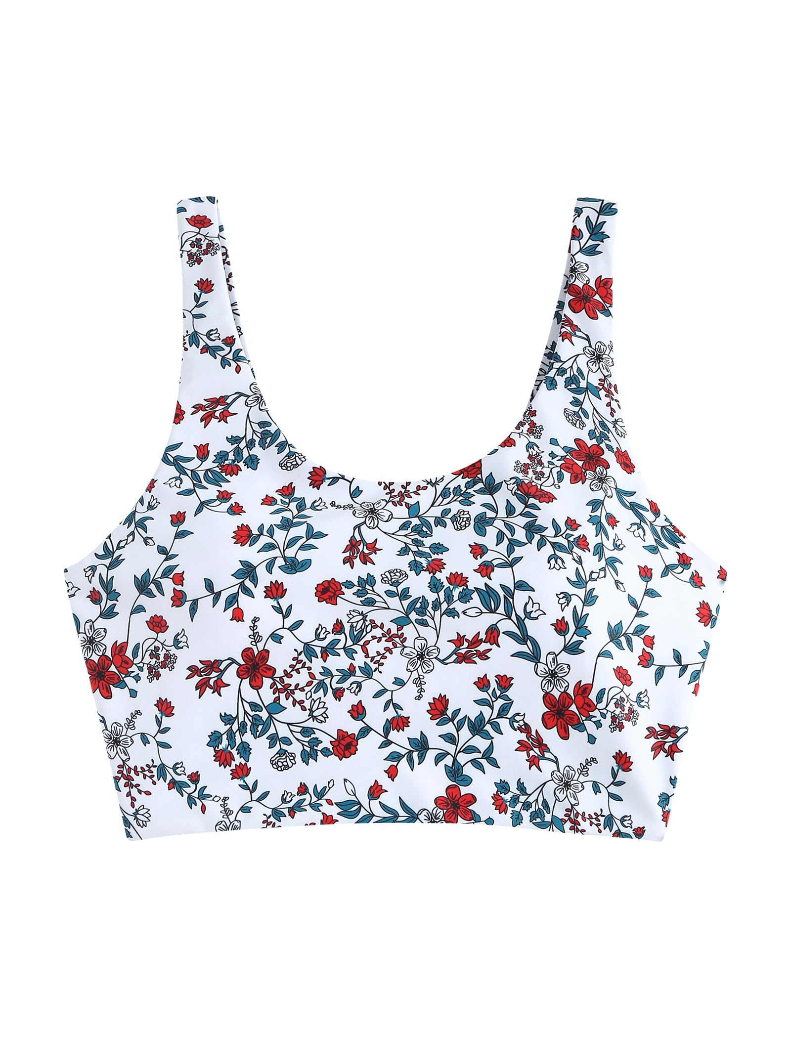 Top De Biquíni Zaful Crop Tankini Top Acolchoado Com Gola Redonda Azul S