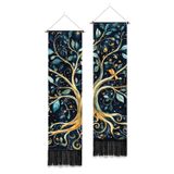 Tapeçaria De Parede Pligreat Tree Of Life Com Borlas De 130 X 33 Cm, Pacote Com 2