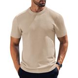 Camiseta Masculina Coofandy, Manga Curta, Gola Redonda, Damasco