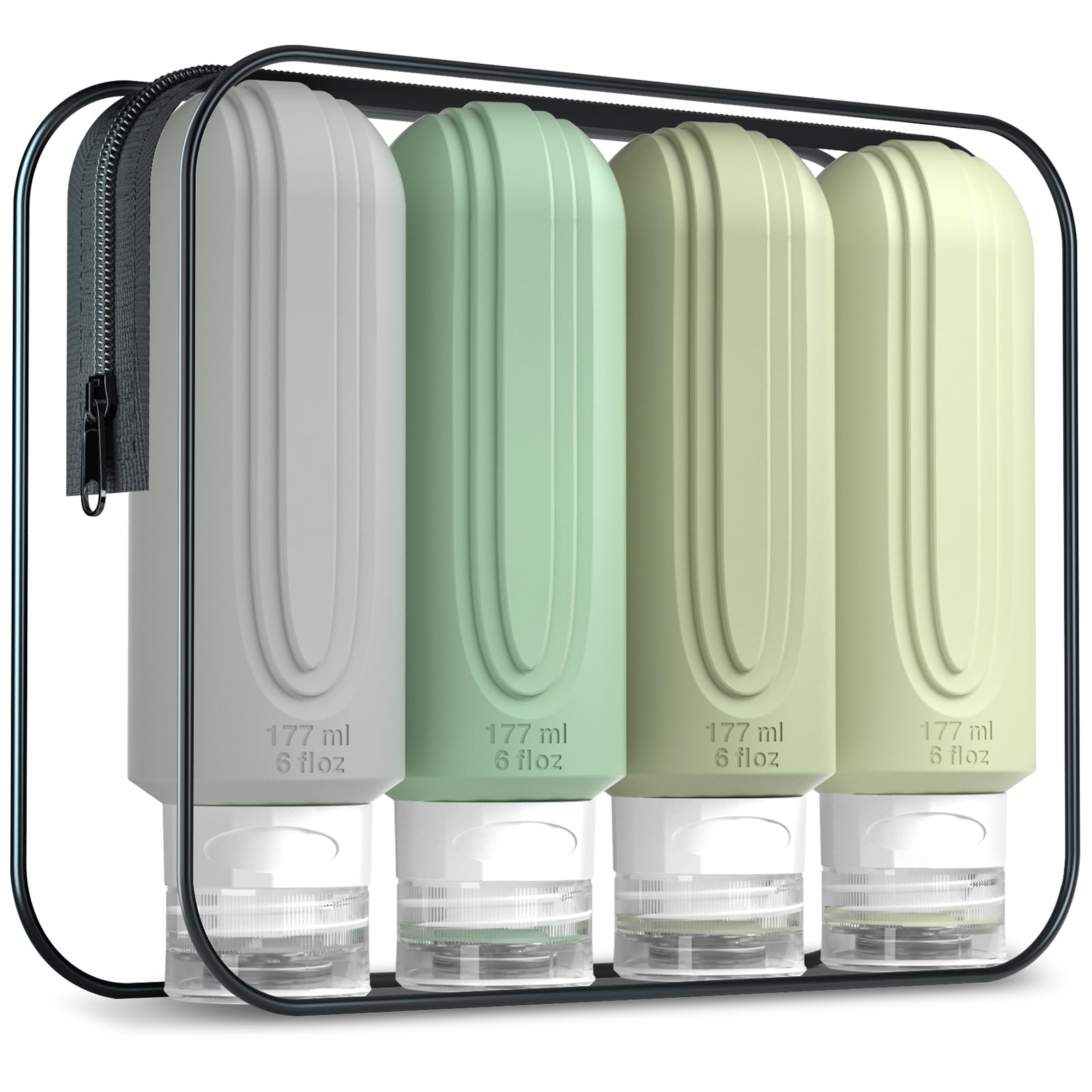 Garrafas De Viagem Mrsdry 180 Ml Para Produtos De Higiene Pessoal Com Bolsa De Higiene (pacote Com 4)