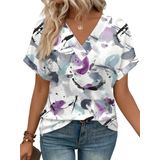 Blusas Wiholl Com Decote Em V, Verão De 2025, Moda, Manga Curta, Floral, S