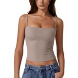 Camiseta Regata Feminina Qinsen Com Forro Duplo Básica Cinza Acinzentado Tamanho L