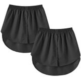 Extensor De Camisa Feminina Girstunm, Mini Saia Íntima Ajustável, Removível Em Camadas, Com Botões, 2 Peças, Preta, Média