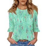 Blusa Blingfit, Elegante, Casual, Manga 3/4, Babados, Estampa De Leopardo