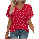 Blusas Wiholl Com Decote Em V Para Mulheres, Primavera Verão 2025, Red Spot S