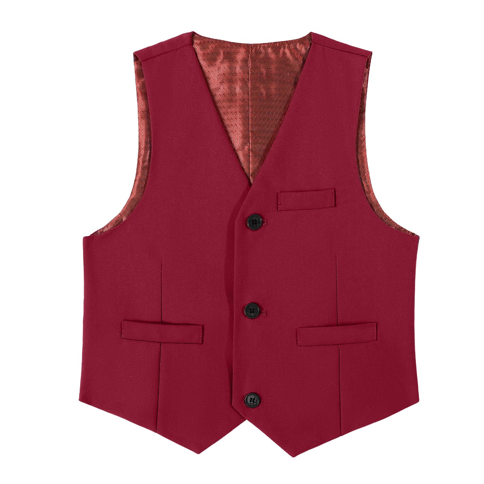 Suit Vest Zoushen Boy Burgundy Dress, Colete Com Bolsos Sz 8