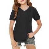 Blusa Túnica Arshiner Para Meninas, Manga Curta, Decote Em V, Inchada De 9 A 10 Anos