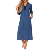Casaco Feminino Robe Ekouaer Com Zíper E Mangas 3/4 Azul Marinho Gg