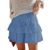 Shorts Aoudery Flowy Para Mulheres, Boho, Babados, Saias Em Camadas, Azuis