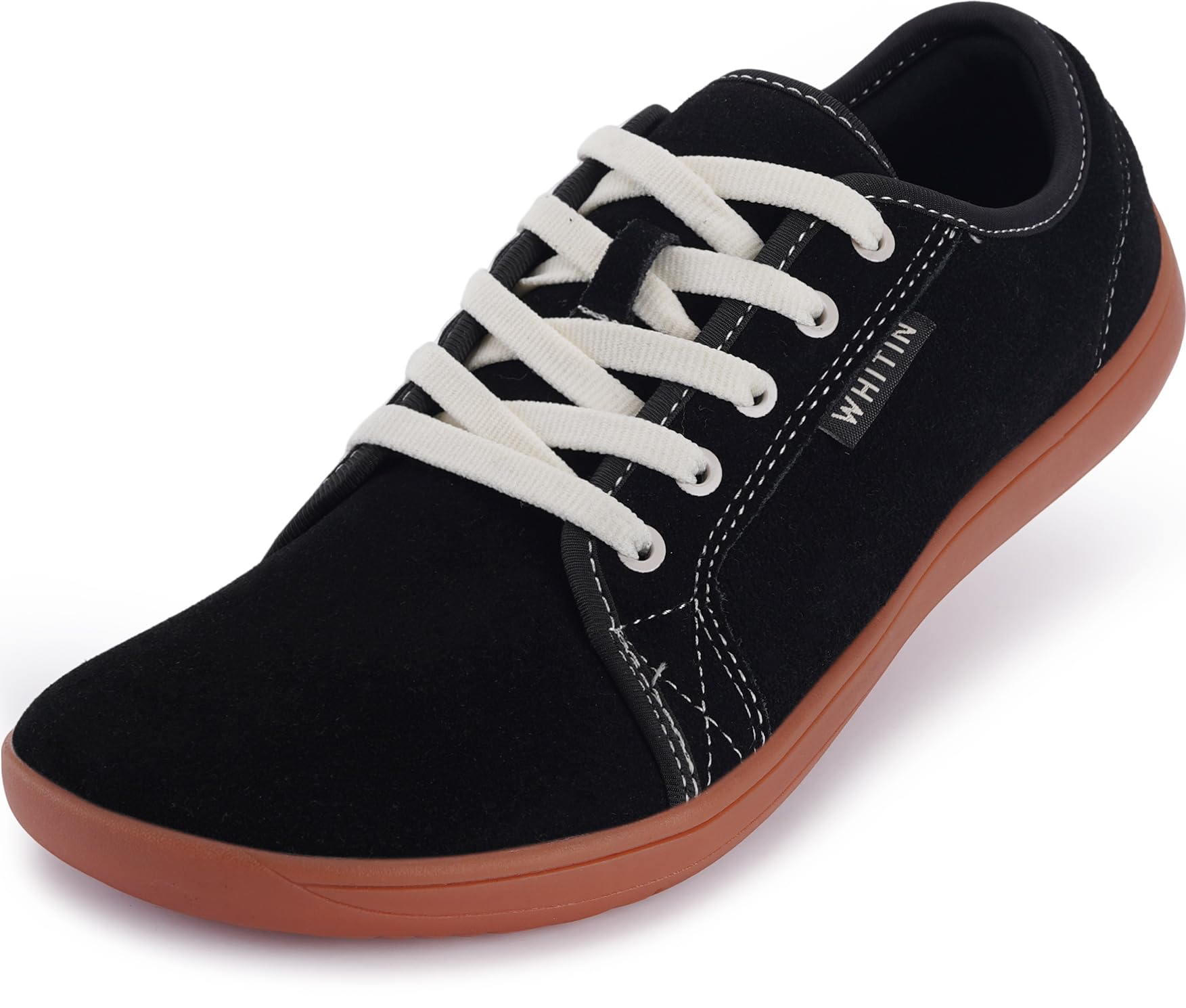 Sapatos Whitin, Couro Minimalista, Tênis Descalços, Masculinos, Pretos 47