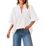 Blusa Feminina Prettygarden 2025 De Manga Curta Branca