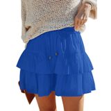 Shorts Aoudery Flowy Para Mulheres, Com Babados, Em Camadas, Azuis, Xl