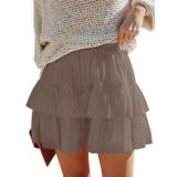 Shorts Aoudery Flowy Para Mulheres, Com Babados, Em Camadas, Marrom Claro