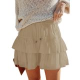 Shorts Aoudery Flowy Para Mulheres, Com Babados, Em Camadas, Cáqui, Xl
