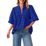 Blusa Feminina Prettygarden 2025 De Manga Curta Azul
