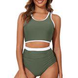 Conjunto De Biquíni Aleumdr, Roupa De Banho Feminina, Cintura Alta, Verde 2024