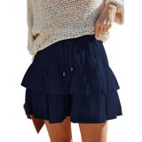 Shorts Aoudery Flowy Para Mulheres, Com Babados, Em Camadas, Azul Marinho