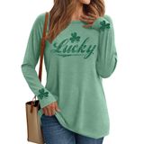 Camisa Feminina Yi Xiang Ran Do Dia De São Patrício, Lucky Clover, Verde