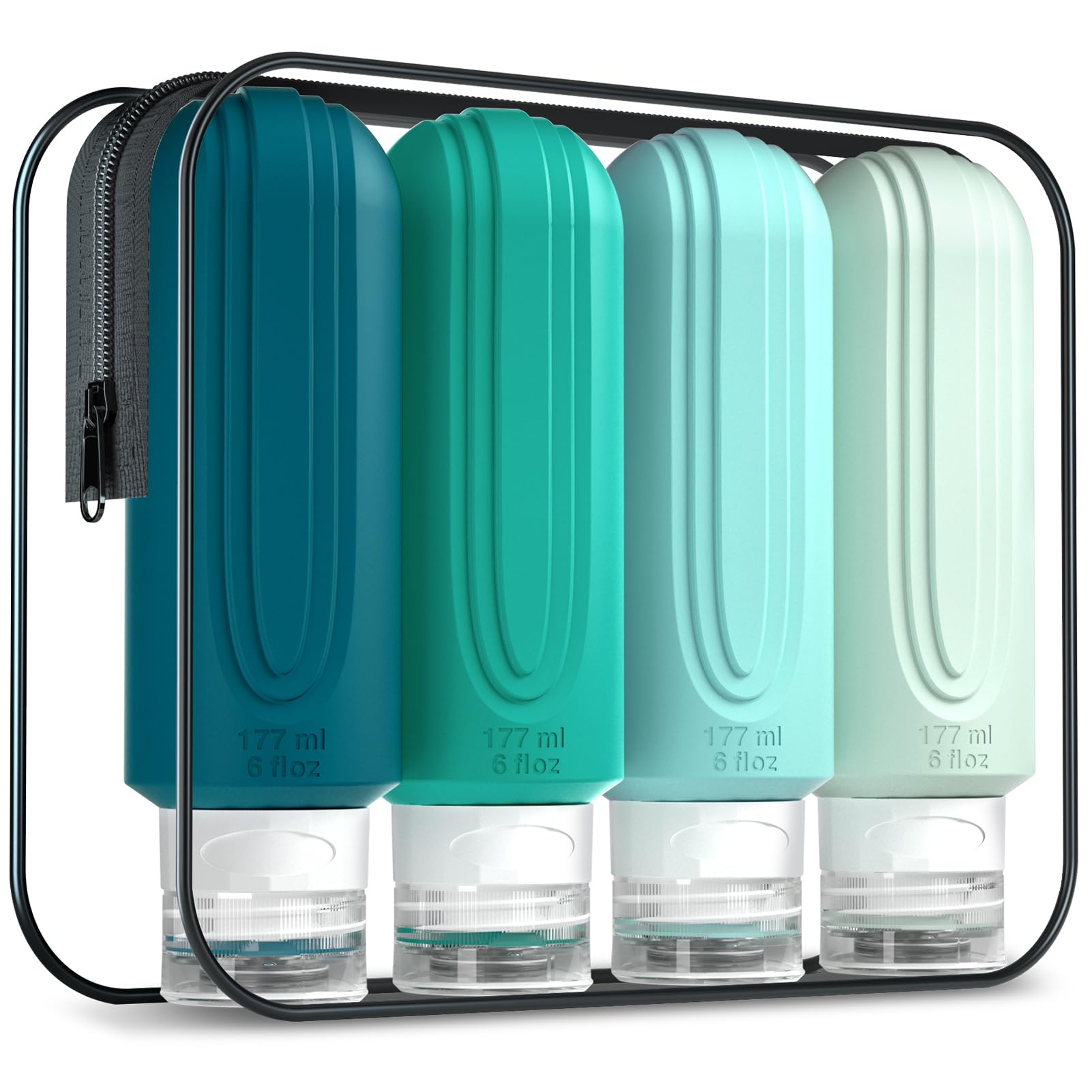 Garrafas De Viagem Mrsdry 180 Ml Para Produtos De Higiene Pessoal Com Bolsa De Higiene (pacote Com 4)