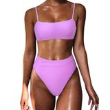 Conjunto De Biquíni Feminino Moshengqi, Alças Finas, Cintura Alta, Roxo