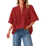 Blusa Feminina Prettygarden 2025 De Manga Curta Vermelha