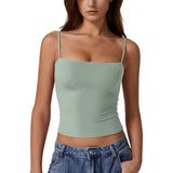 Camiseta Regata Feminina Qinsen Com Alça Espaguete Ajustável Verde