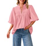 Blusa Feminina Prettygarden 2025 De Manga Curta Rosa