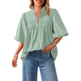 Blusa Feminina Prettygarden 2025, Manga Curta, Decote Em V