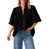 Blusa Feminina Prettygarden 2025 De Manga Curta Preta