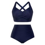 Conjunto De Biquíni Feminino Hanna Nikole, Tamanho Grande, Retrô, Praia, Azul Marinho
