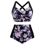 Conjunto De Biquíni Hanna Nikole Purple Flower Print Plus Size 24+