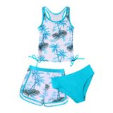 Roupa De Banho Para Meninas Patgoal Summer Racerback, Biquíni Com Shorts