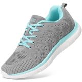 Tênis De Caminhada Stq Femininos Ultraleves Cinza Claro/aqua