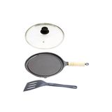 Bifeteira Antiaderente Redonda Lisa 22cm Cabo T/v E Espátula