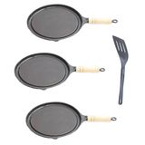 Kit 3 Bifeteiras Antiaderente Redonda Lisa 22cm Com Espátula