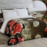 Edredom Coberdrom Sonobom Queen Sherpa E Manta - Floral Preto
