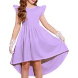 Vestido Arshiner Lavender Para Meninas De 6 A 7 Anos De Poliéster