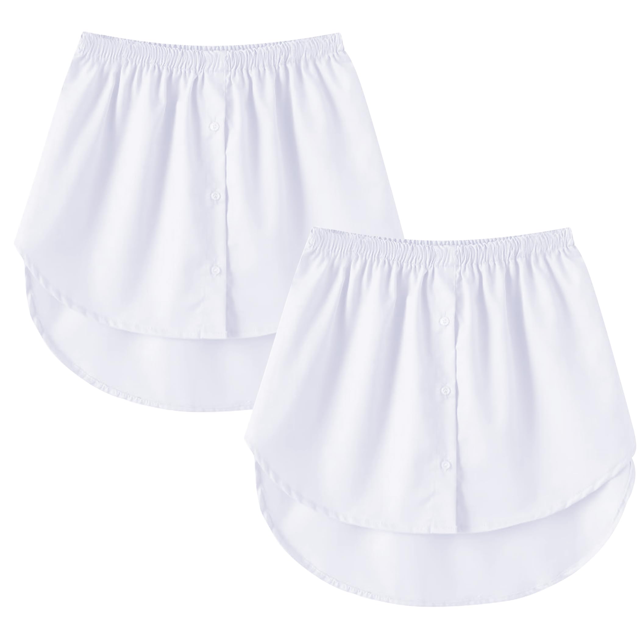 Extensor De Camisa Feminina Girstunm, Mini Saia Íntima Ajustável, Removível Em Camadas, Com Botões, 2 Peças Brancas Grandes