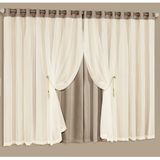 Cortina Luciana Lux Tecido Blackout E Voal 4,00m X 2,70m Janela Sala Quarto - Chocolate