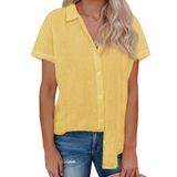Camisa De Linho Com Botões Siliteelon Feminina Amarela G-small