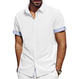 Camisa Masculina Pj Paul Jones De Manga Curta Com Botões, Sem Rugas