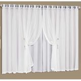 Cortina Luciana Lux Tecido Blackout E Voal 3,00m X 2,50m Janela Sala Quarto - Branco