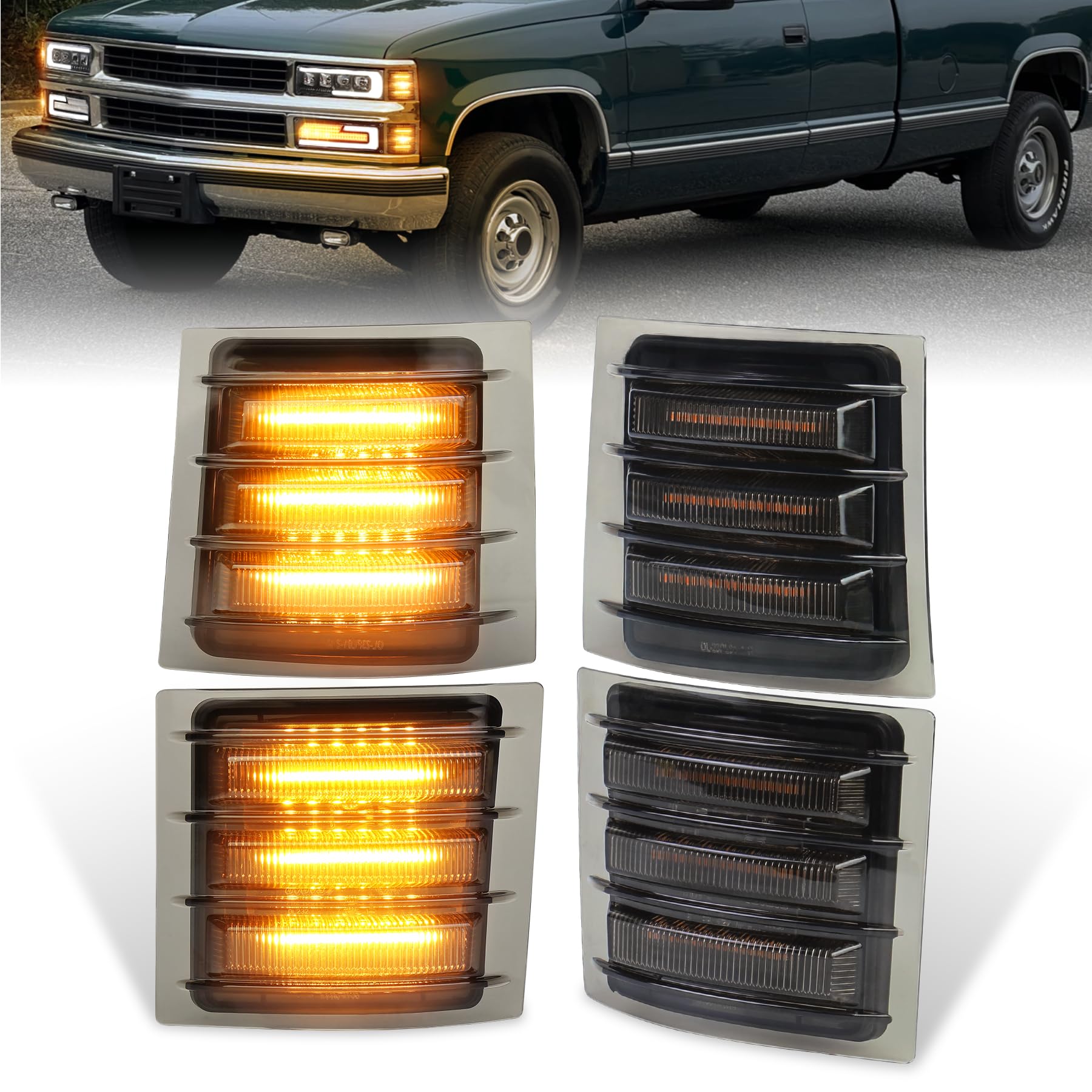 Luzes De Marcação Lateral Led Momotor Amber Para Chevy C/k 1500 2500
