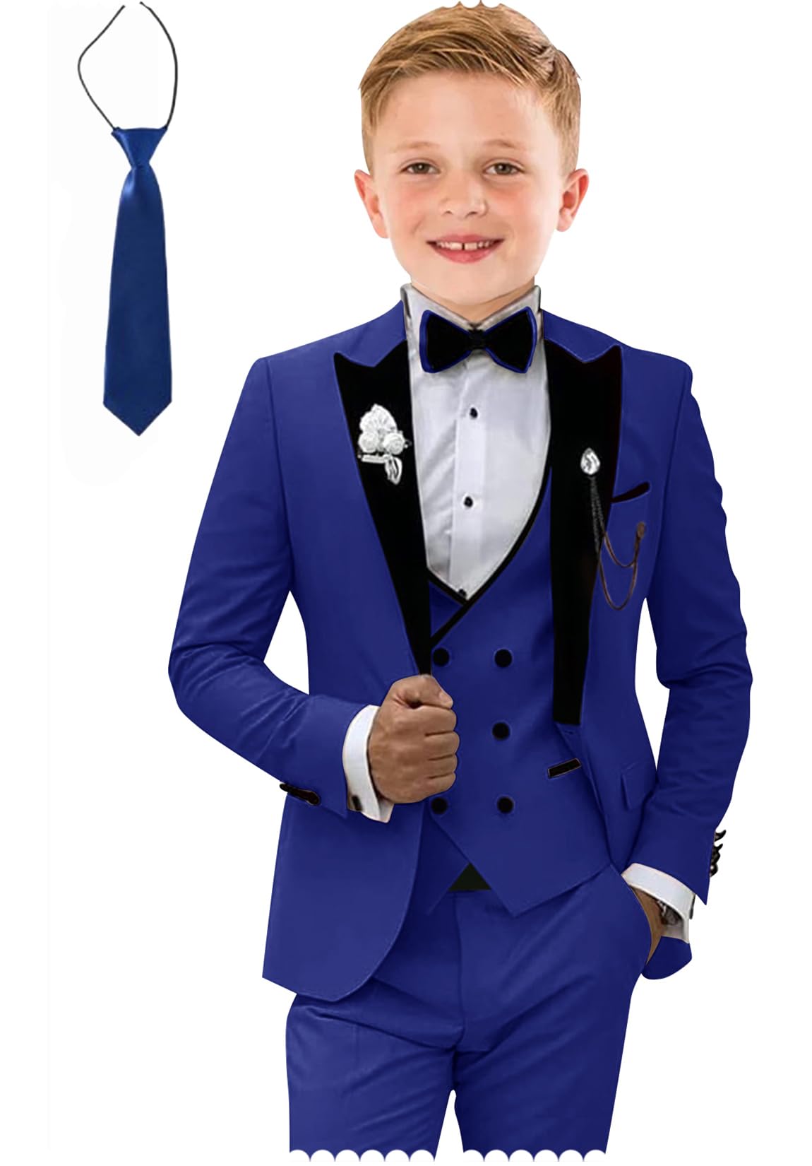Suit Tesscy Toddler Boys Slim Fit, Azul Royal, Tamanho 3t, 5 Peças