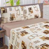 Jogo De Cama Solteiro Quality Estampado Malha 100% Algodão 3 Peças - Avelã