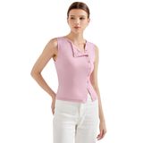 Camiseta Regata Feminina Suuksess Sem Mangas Com Botões Ajustada Rosa Xs