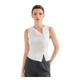 Camiseta Regata Feminina Suuksess Sem Mangas Com Botões Branca