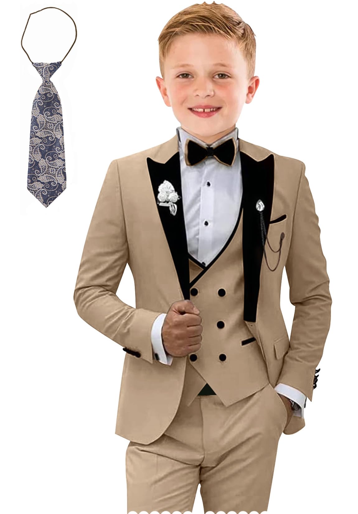 Suit Tesscy Slim Fit, 5 Peças Cáqui Para Meninos, Tamanho 10