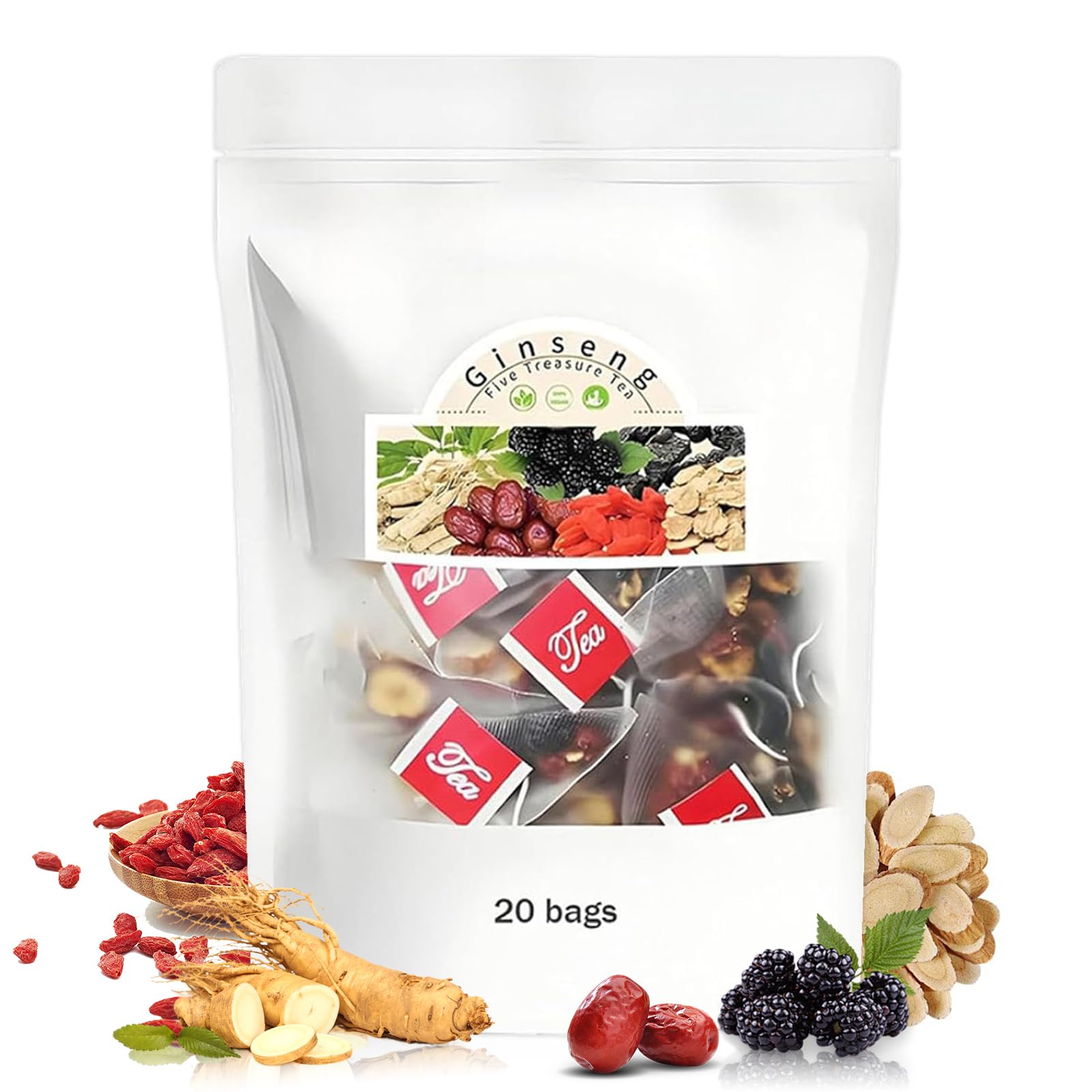 Chá Kluniz Ginseng Five Treasure Tea Kidney Formula 20 Sacos